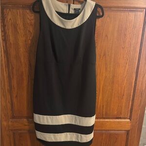 Ann Taylor Black Shift Dress with Cream Trim